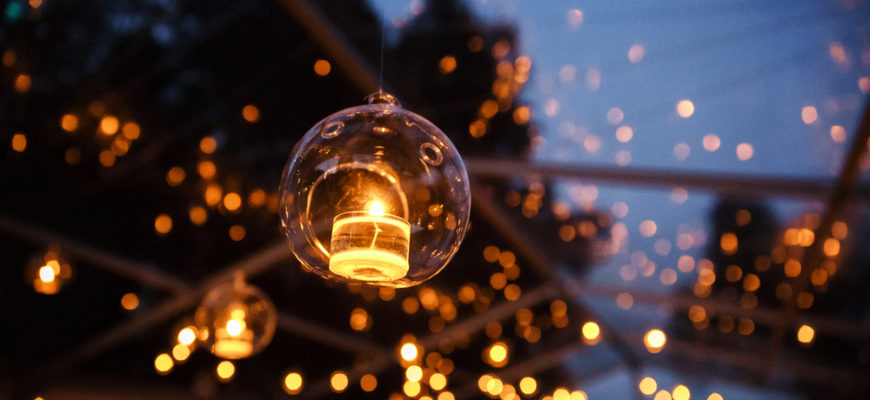 string of lights during dusk